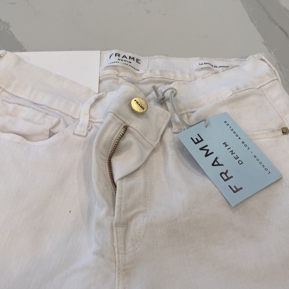 FRAME Le Skinny de Jeanne mid rise skinny fit flare crop white jeans. Size 27. - Picture 2 of 6